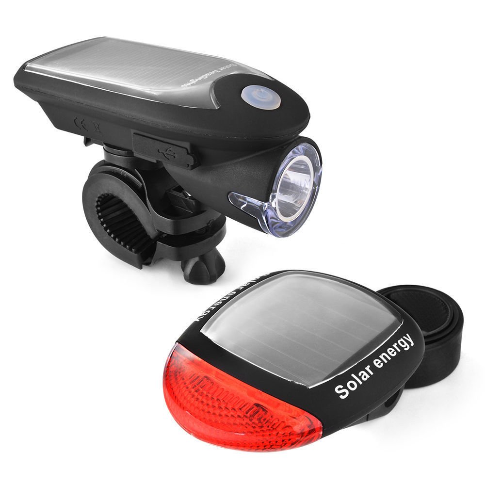 Luces De Bicicleta con Energía Solar Faros Delanteros De Bicicleta De Montaña Luces Traseras Dos En Un Conjunto USB Recargable Accesorios De Linterna