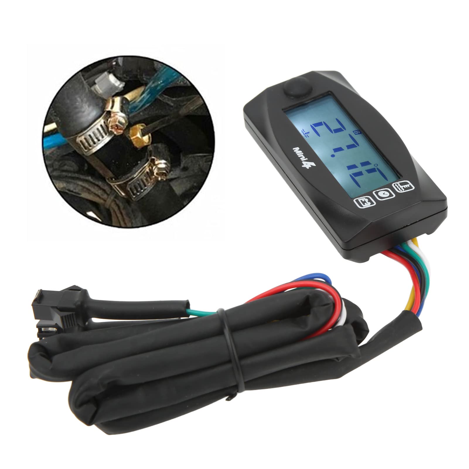 Medidor de temperatura de aceite de agua y tiempo de voltaje para motocicleta 4 en 1, pantalla Digital de ajuste universal DC12V con retroiluminación, sensor M16x1.5 (M16*1,5)