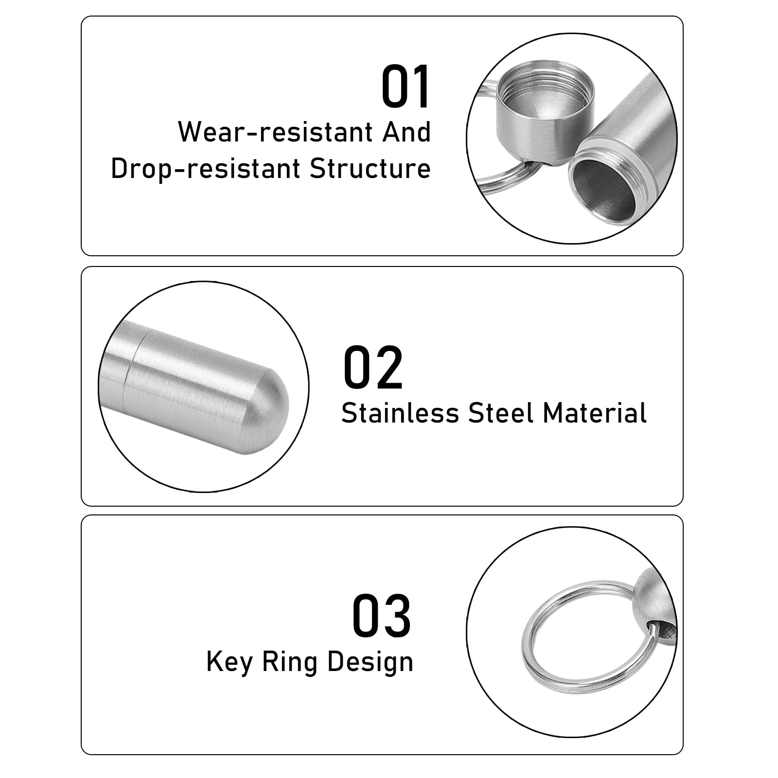 Portapillole Portachiavi In Acciaio Inox - Impermeabile, Piccolo Per Medicine E Vitamine - Foto 6