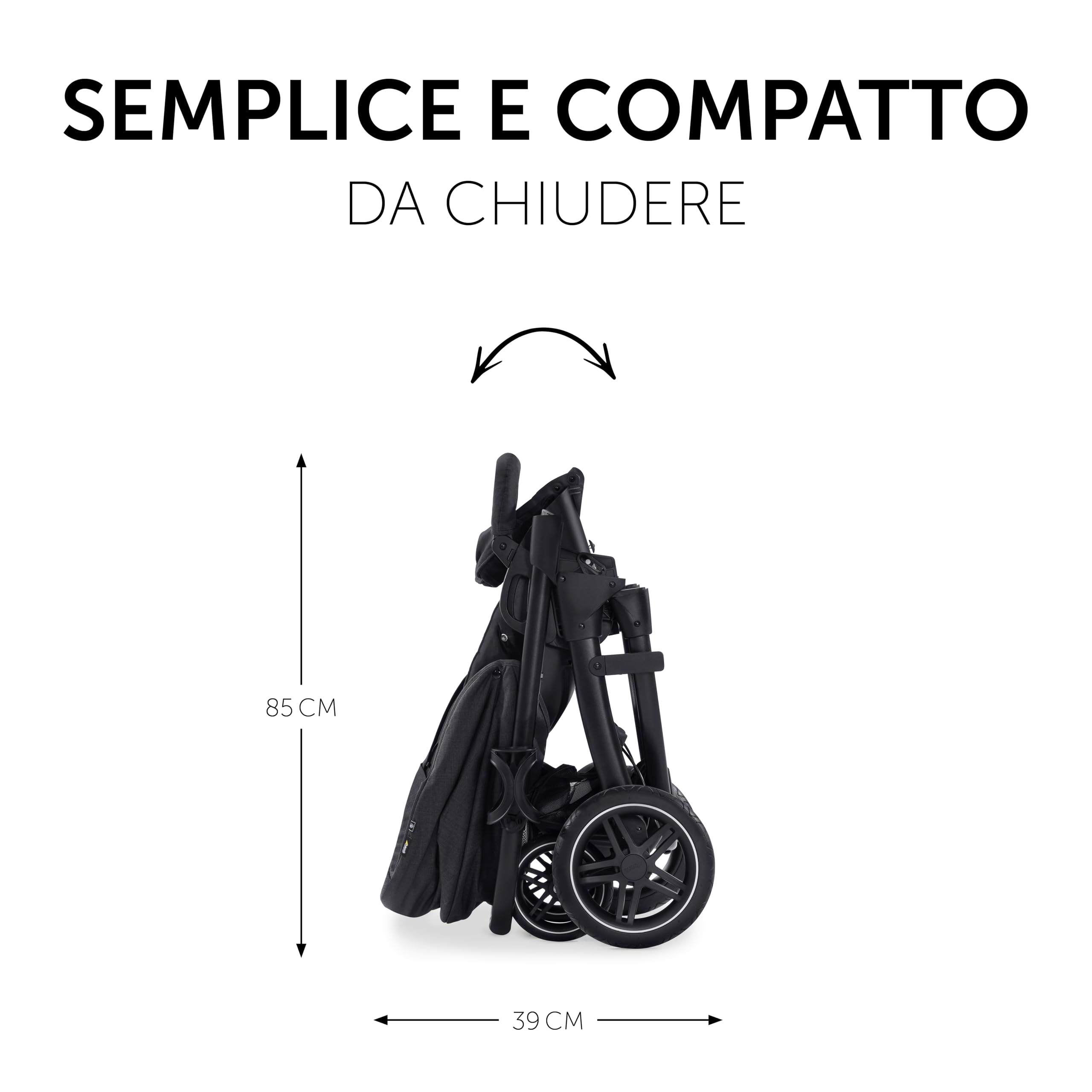 hauck Passeggino Set 3 in 1 Saturn R - Con Ovetto Neonato, Navicella Neonato e Seduta Reclinabile - Dalla Nascita Fino a 22 kg, Pieghevole - Melange Nero