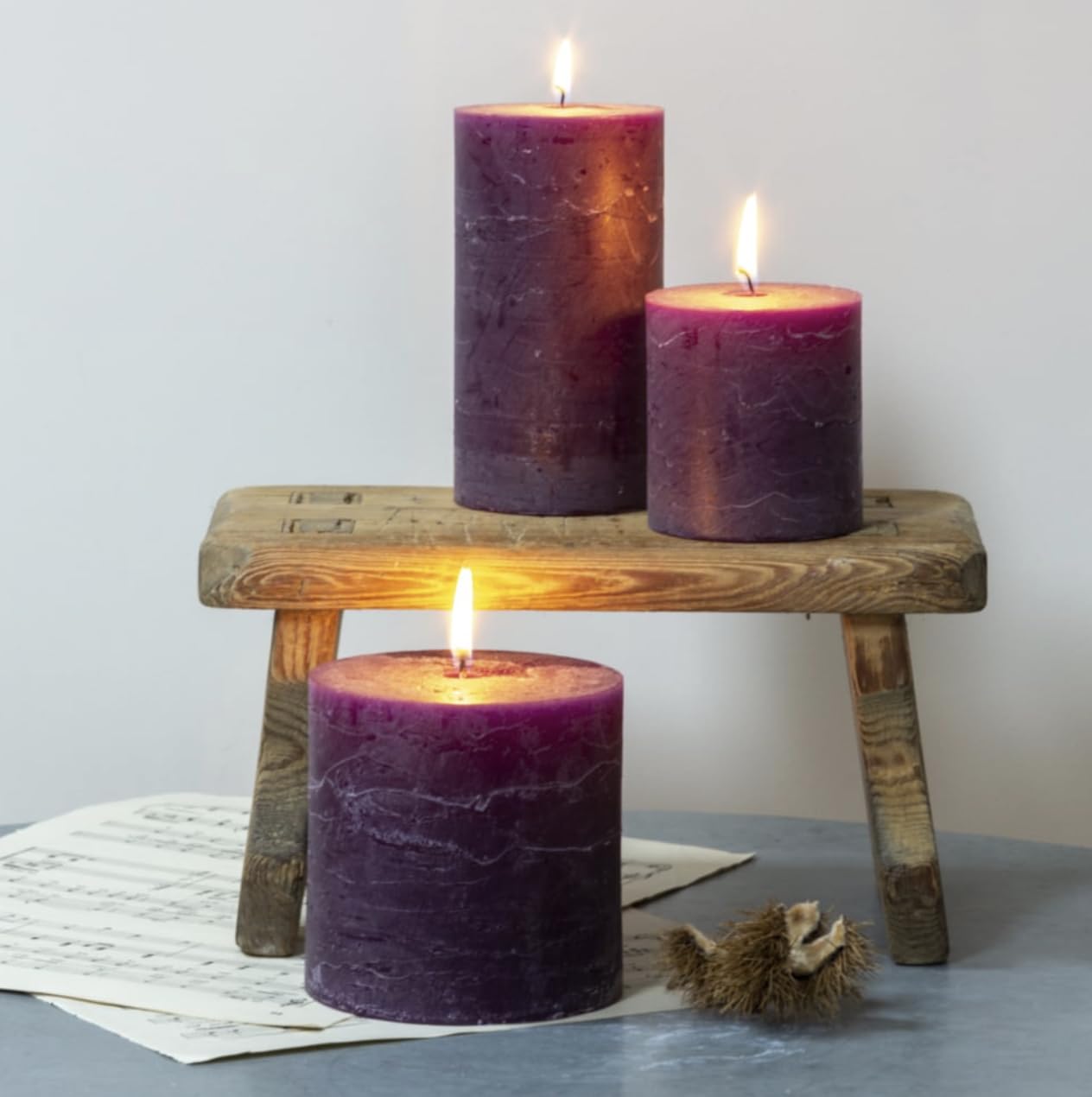 Bolsius Candele Rustiche a Colonna Shine 4 pz 80x68 mm Viola Vibrante | Leroy Merlin