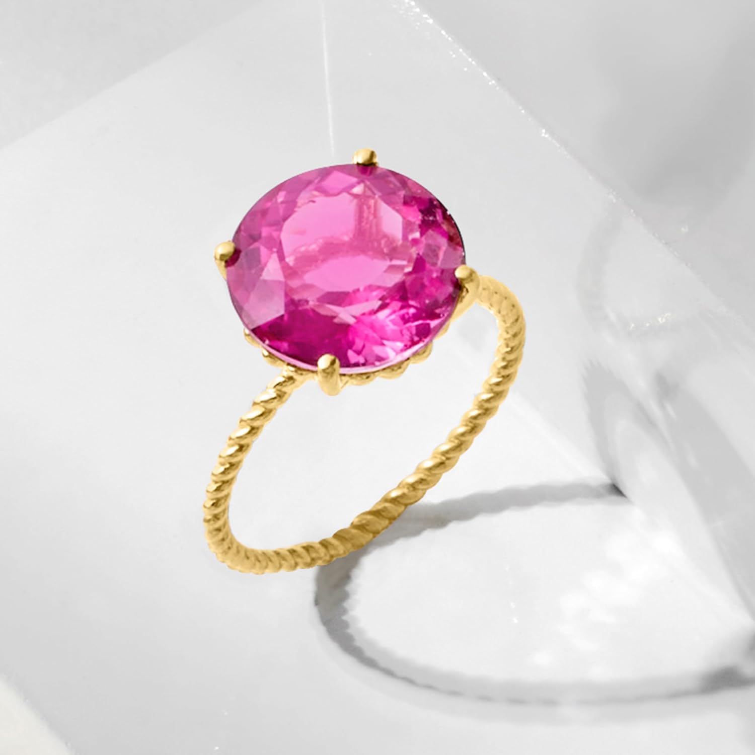 Ross-Simons Gemstone Twist Rope Ring in 14kt Yellow Gold