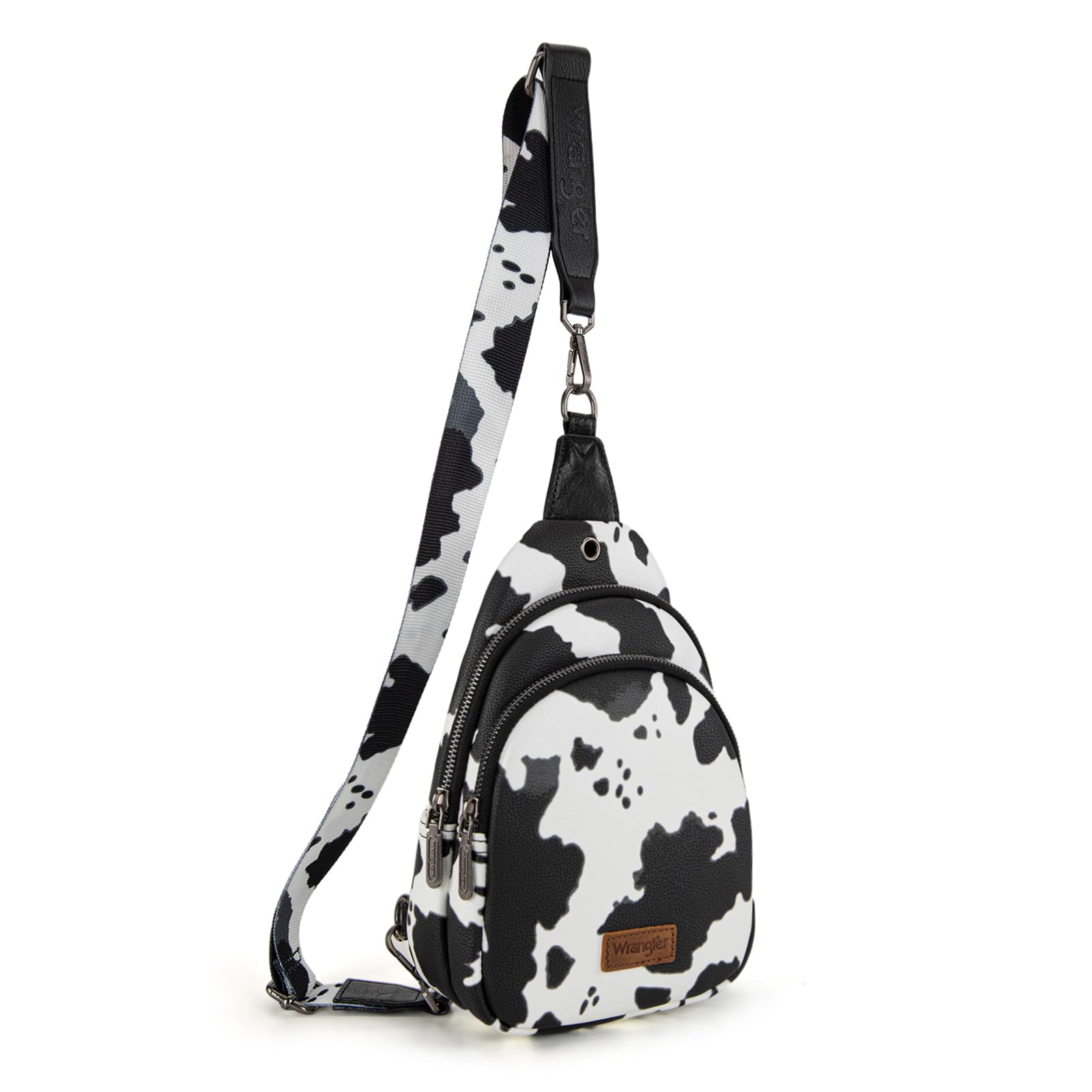 Wrangler Western Crossbody Sling Bags for Women Backpack Chest Bag for Travel, Daily Use, and Gifts - Leopard and Cow Print