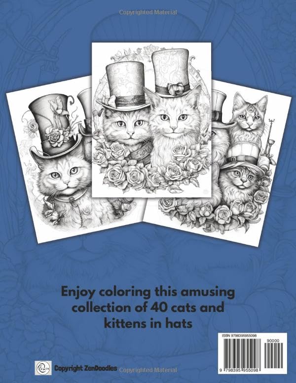 Miniatura 2 de Cats in Hats Coloring Book A Cute Collection of 40 Lovely Cats and Kittens to Color