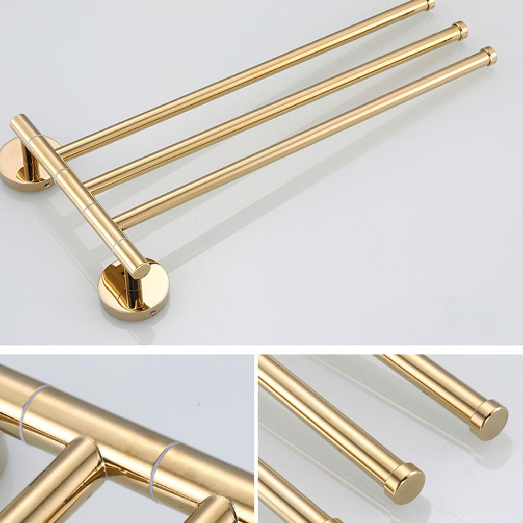Barre porte-serviettes, support mural pliable pivotant en laiton poli, design peu encombrant, 5 barres pour salle de bain, buanderie, cuisine