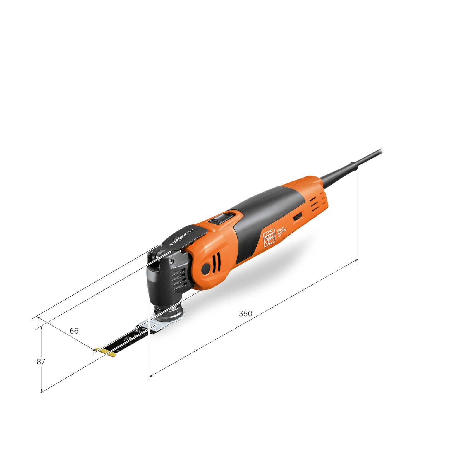 FEIN Multimaster MM 700 Max Top,MultiTool puissant rapide avec plus de 60 accessoires, Motor FEIN 450 W, système anti-vibration, Porte-outil StarlockPlus, Changement d’accessoire QuickIN