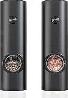 Conjunto Moedor Elétrico de Sal Pimenta (Pacote com 2) Moedor de Sal Pimenta Automático Com Recipiente de 70 ml Luz Led Operação Com Uma Mão Para Churrasco na Cozinha a Pilha Premium