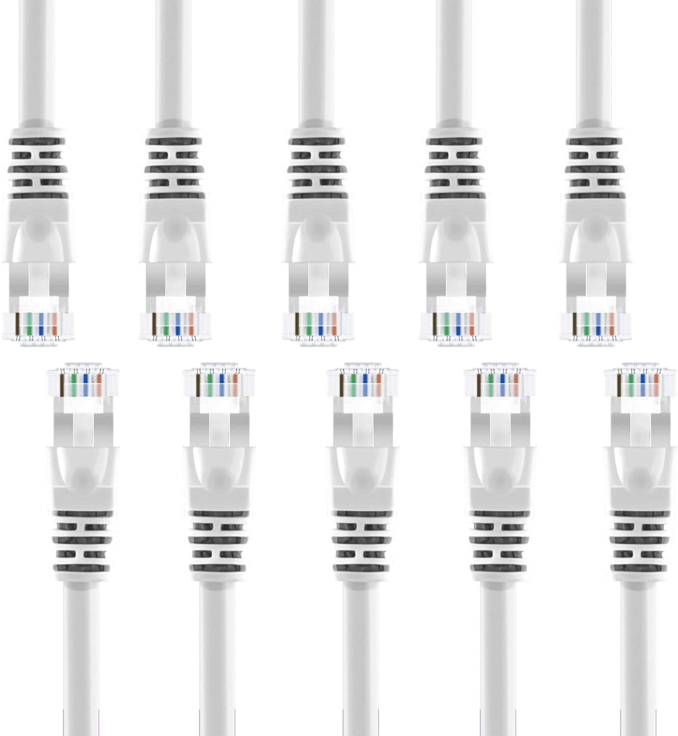 Cat 6 1 Meter White cable UTP Patch Cable 24 AWG, Network Cable, Internet Cable ethernet rj45 white Network LAN Cord Compatible with Smart TV Switch Router, 10 Pack Snagless 1M
