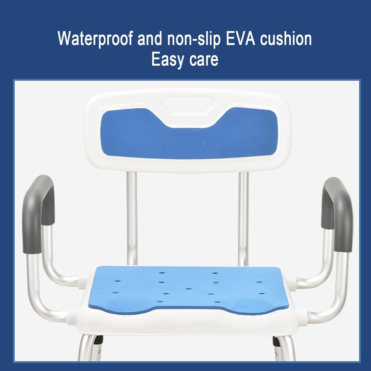 Silla de Ducha de 6 Niveles de Altura Ajustable, con reposabrazos y Respaldo Acolchados Banco Antideslizante Asiento de bañera for baño, Asientos de baño de Seguridad for Adultos Ancianos(A)