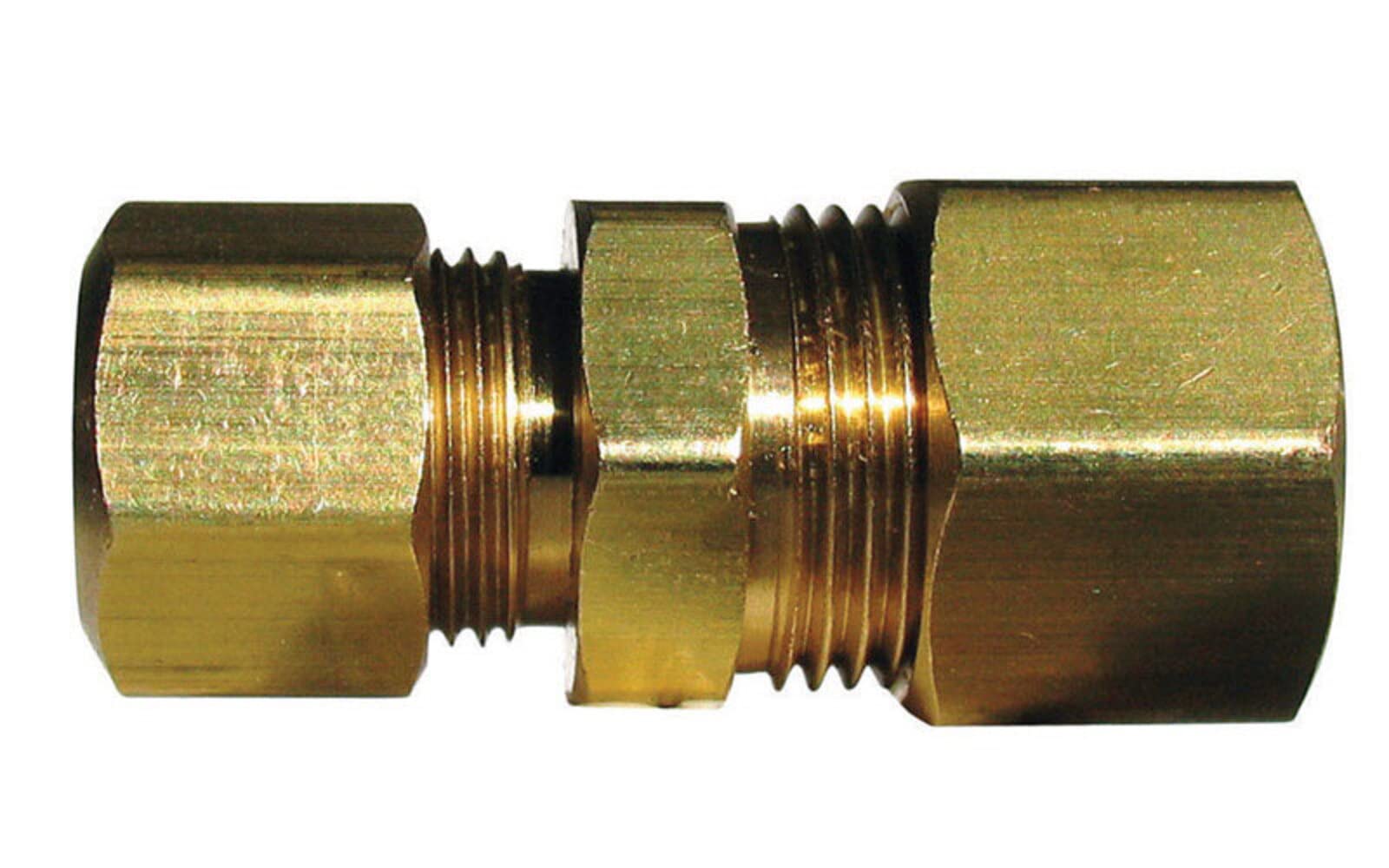 JMF 1/2 in. Dia. x 3/8 in. Dia. Compression To Compression Yellow Brass Reducing Union