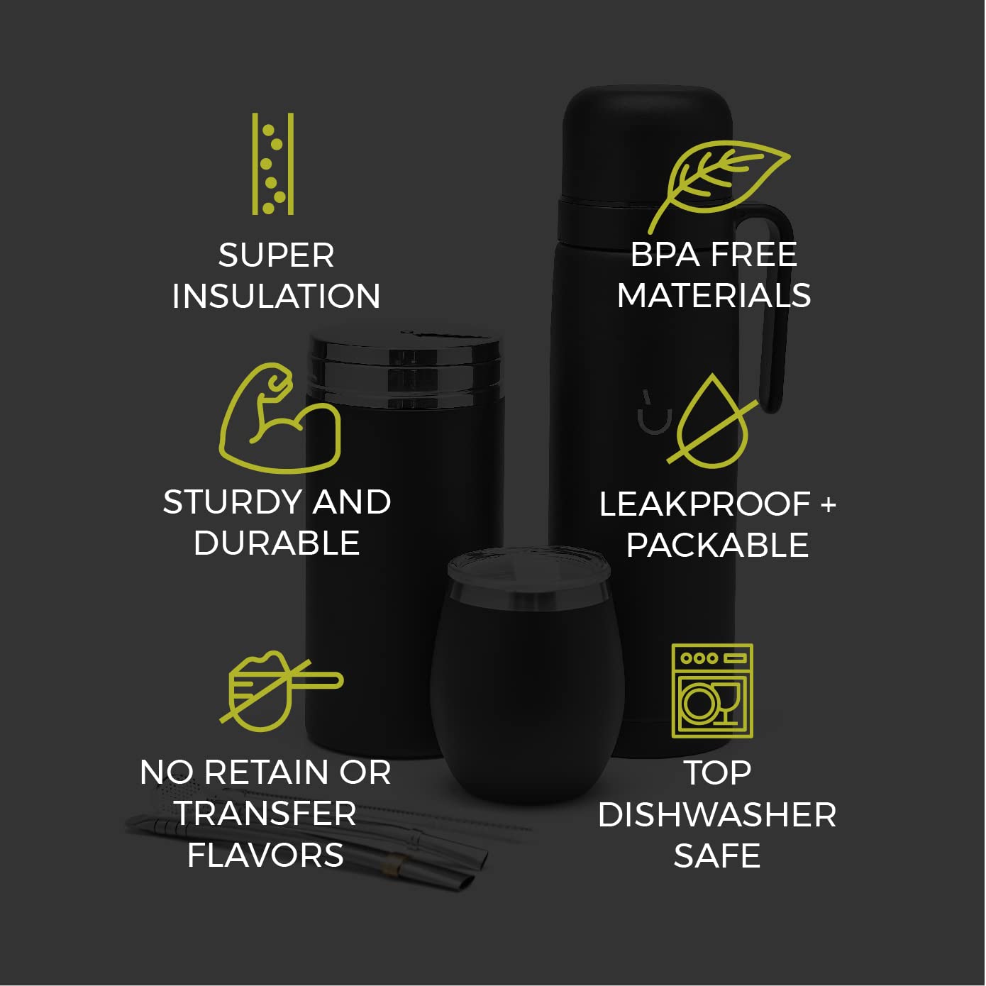 BALIBETOV Set Yerba Mate Completo con Tazza Mate, Thermos, Contenitore Yerba (Yerbero), Bombilla e Spazzola per Pulizia – Kit in Acciaio Inossidabile 304 18/8 a Doppia Parete – Accessori per Mate