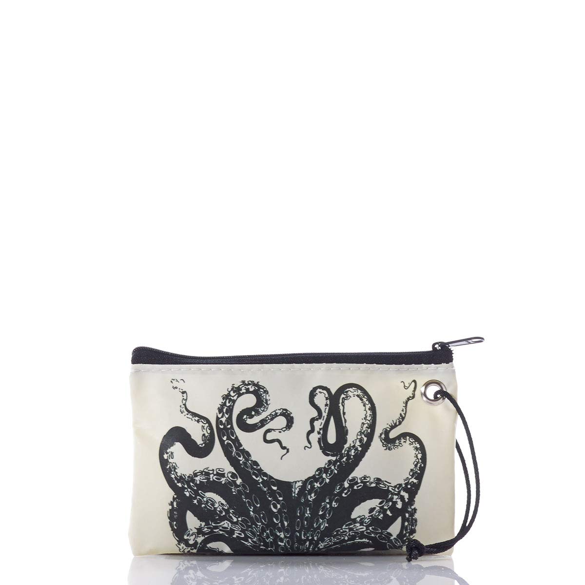 Sea Bags Recycled Sail Cloth Octopus Wristlet Zip Top Wristlet Clutch Zippered Wallet with Strap