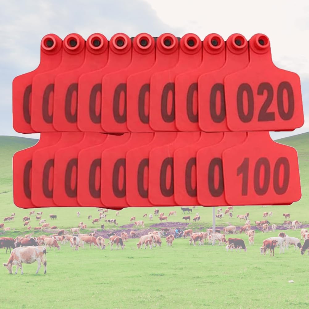 100szt Kolczyk Bydła Numerowany 001-500 Owca 101-200(Red 7.5*10cm (2.95*3.93in),101-200)