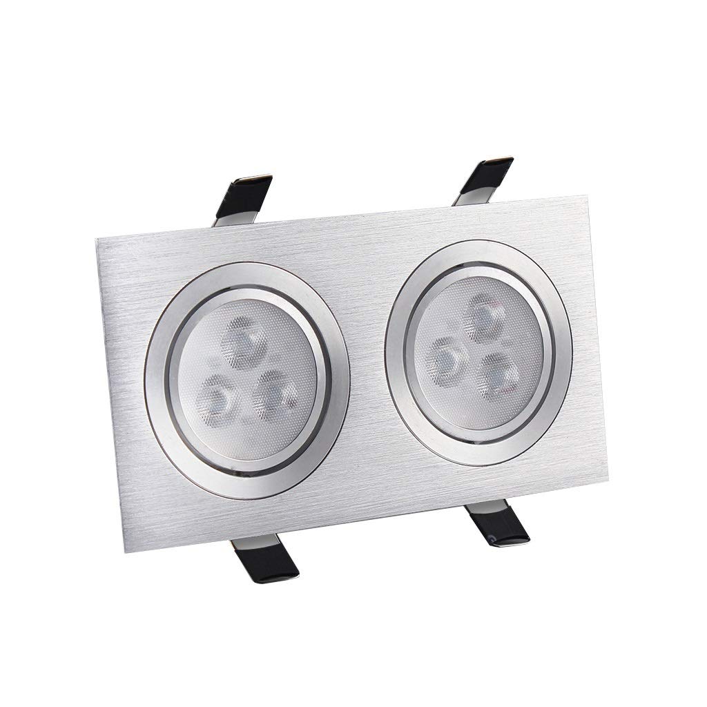 HynJGih Double Head/Spotlight/Led/Grille/Double Cylinder/Rectangular/Downlight/Aisle/Ceiling/Daring Lamp/Embedded/Bean Gall Light / 10x20(Silver 6W,White Light)