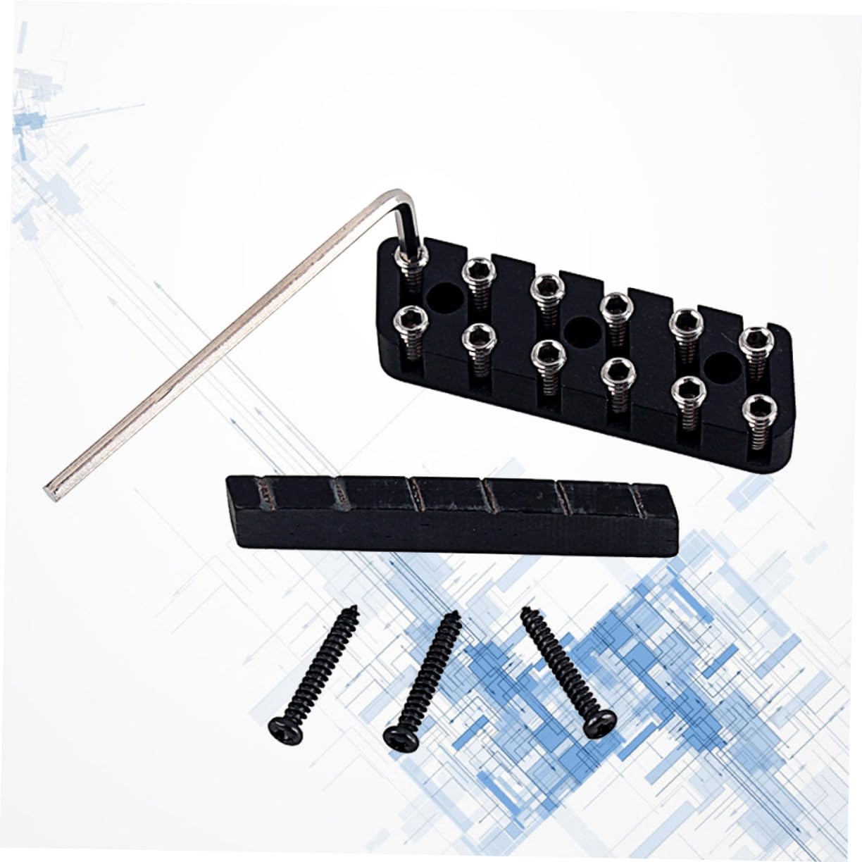 Toyvian Dado e Regolazione Altezza in Rame di Bloccaggio delle Corde per Chitarra Elettrica a 6 Corde Nero con Capotasto in Osso di Cammello