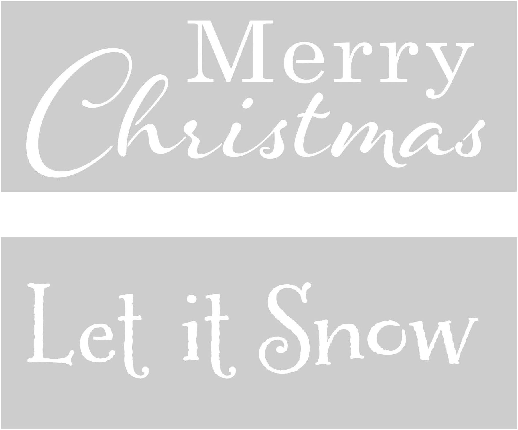 The Crafters Workshop Reusable Stencils for Crafts, Art, Journaling, Scrapbooking, Card Making, Airbrushing, Painting or Mixed Media, 2 Pk, 16.5" x 6", Merry Christmas/Let it Snow