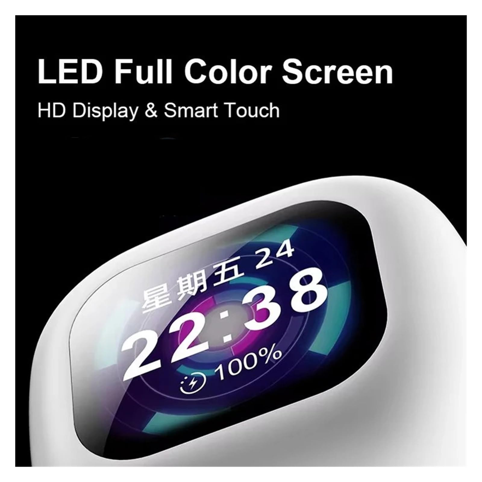Real-Time Language Translator Headphones Bluetooth Earphones Sports Noise Reduction Earhooks Headset Smart Touch Screen(White)