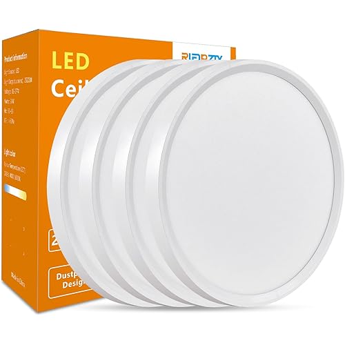 Led Flush Mount Ceiling Light,16 Inch 32w 3480lm,3000k/4000k/6000k 3CCT Selectable, Round Modern Flat Panel Super Slim Led Ceiling Light,for Living Dining Kitchen Bedroom Room (4Pack-White)