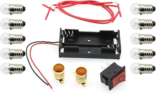 FDXGYH Kit de experimento de circuito eléctrico, 1 Unidades de experimento de circuito de bricolaje, kit de luces de bombilla pequeña, caja de