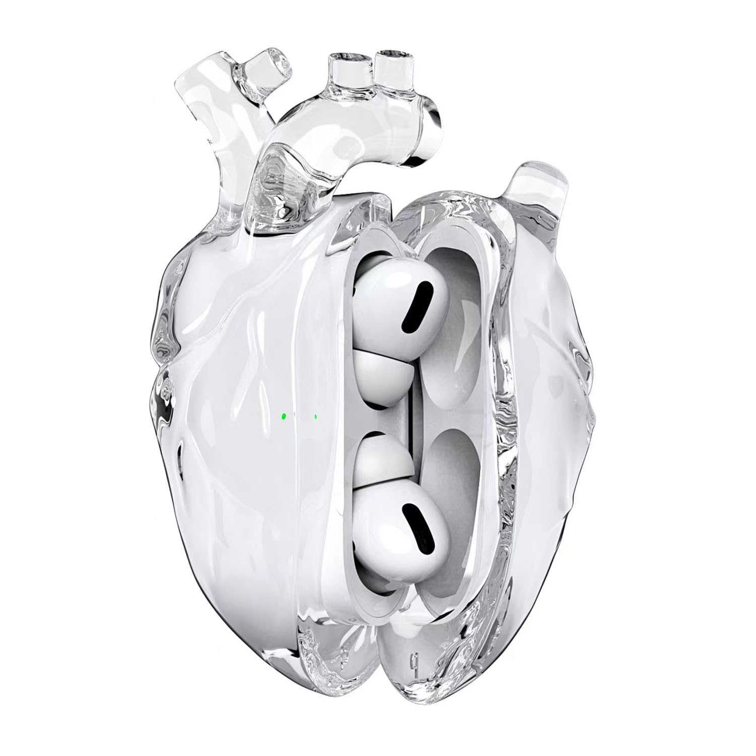FTWIND for Airpods Pro/ pro2 / エアポッツ 3 / 4 / レッドハートイヤホンケース 落下防止 3D液体透明シリカゲルえあほっつぷろ2ケース ワイヤレBluetooth アクセサリー (透明な白,Airpods 4)