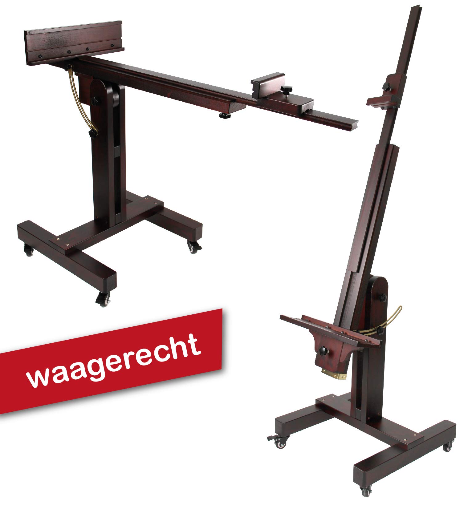 Paintersisters Atelier Staffelei Prag - Profi-Modell aus Buchenholz | Staffelei zum waagerecht- und senkrechten Malen, Keilrahmen bis 180 cm, höhenverstellbar, für Öl, Acryl, Akademie, Künstler