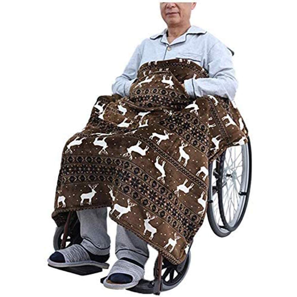 Manta para Silla de Ruedas Manta para Silla de Ruedas con Forro Polar Manta para Silla de Ruedas con Bolsillos Manta para Silla de Ruedas con Dos Bolsillos Silla de Ruedas Cómoda y cálida en el Inte