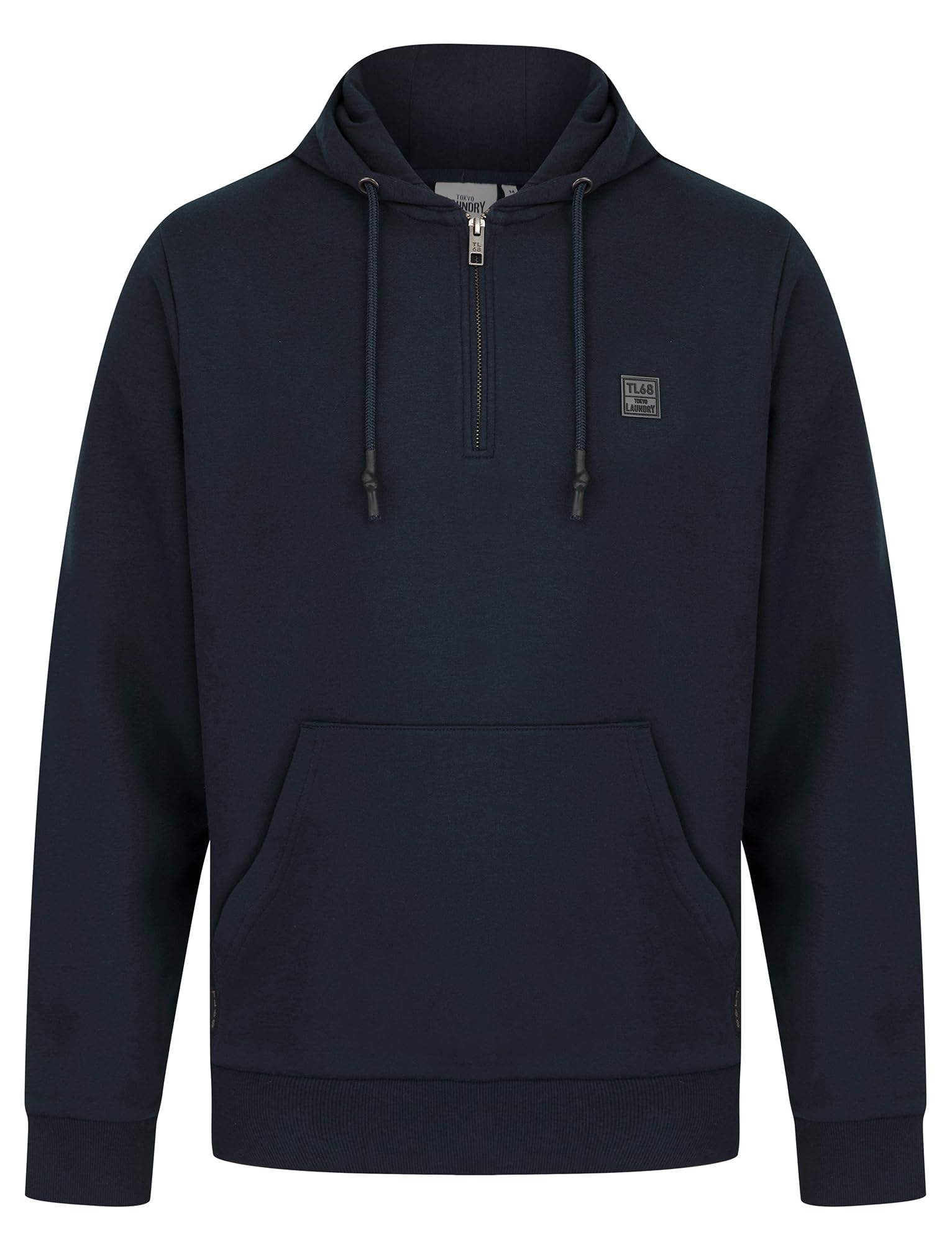 Tokyo Laundry Men's Sky Captain Navy Invective Quarter Zip Neck Brushback Fleece Pullover Hooded Top