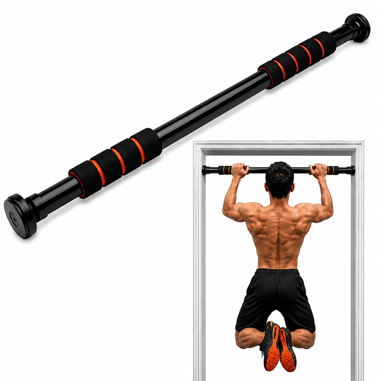 Barra Fixa De Porta Ajustável 63 a 96 cm Para Exercícios, Flexão, Musculação e Calistenia