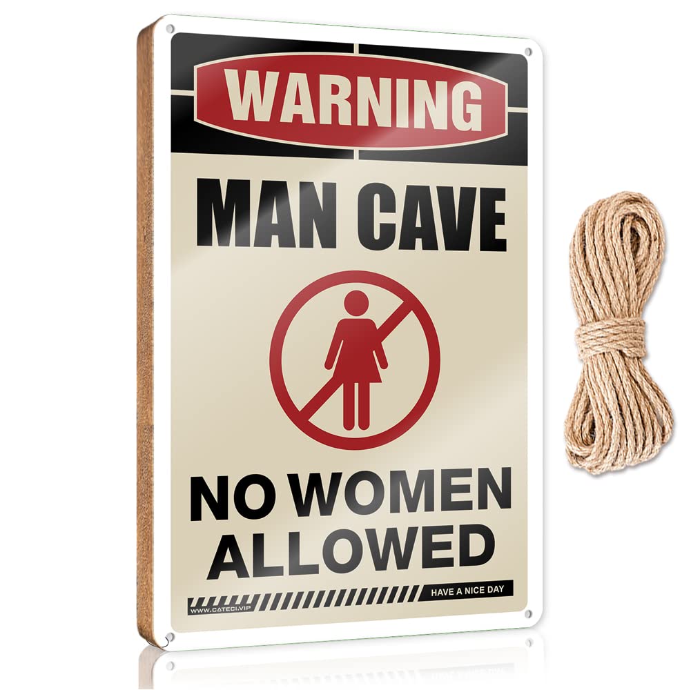 Home Wood Sign Warning Man Cave No Women Allowed Wooden Sign(20X30CM)