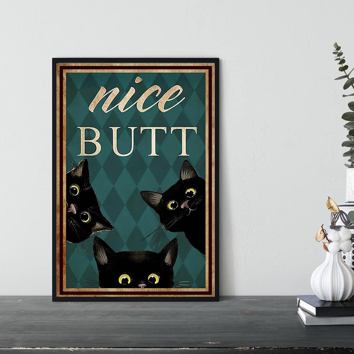 Poster Art Metal Tin Sign Nice Butt Black Cats Funny Farm Bathroom Toilet Home Novelty Cafe Wall Decor 8 x 12 inch