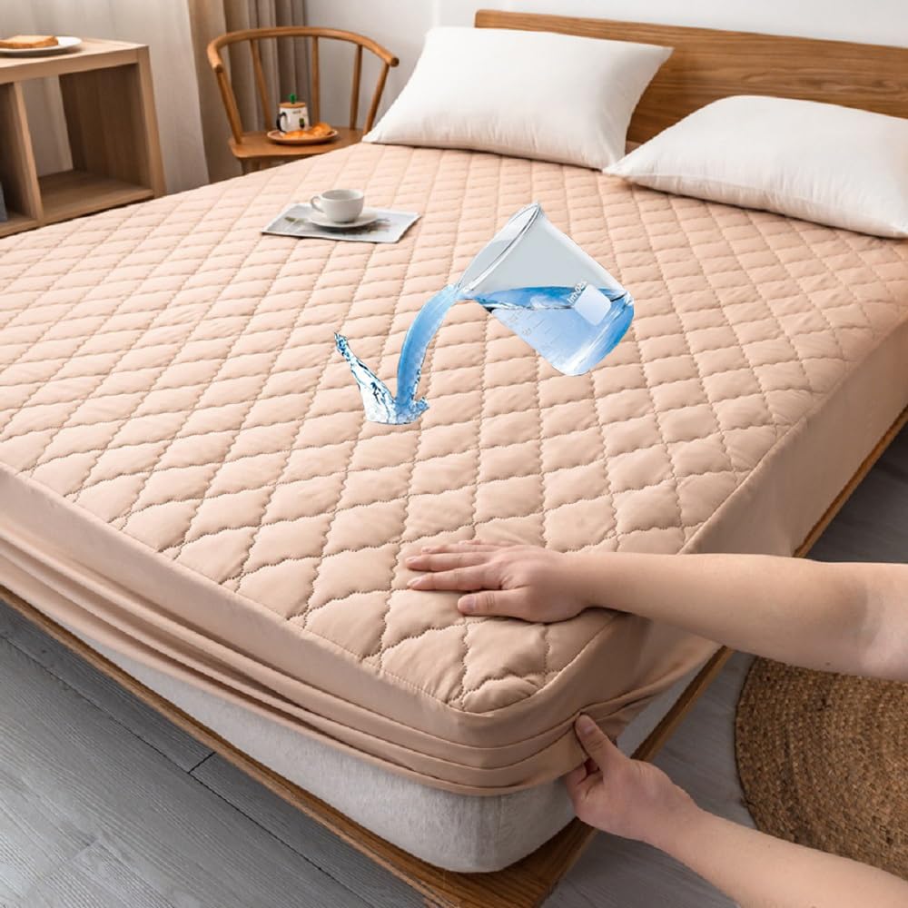 Sábana bajera ajustable impermeable de microfibra supersuave, 120 x 200 cm, protector de colchón grueso con relleno de algodón, para colchones de hasta 30 cm de alto, color gris oscuro