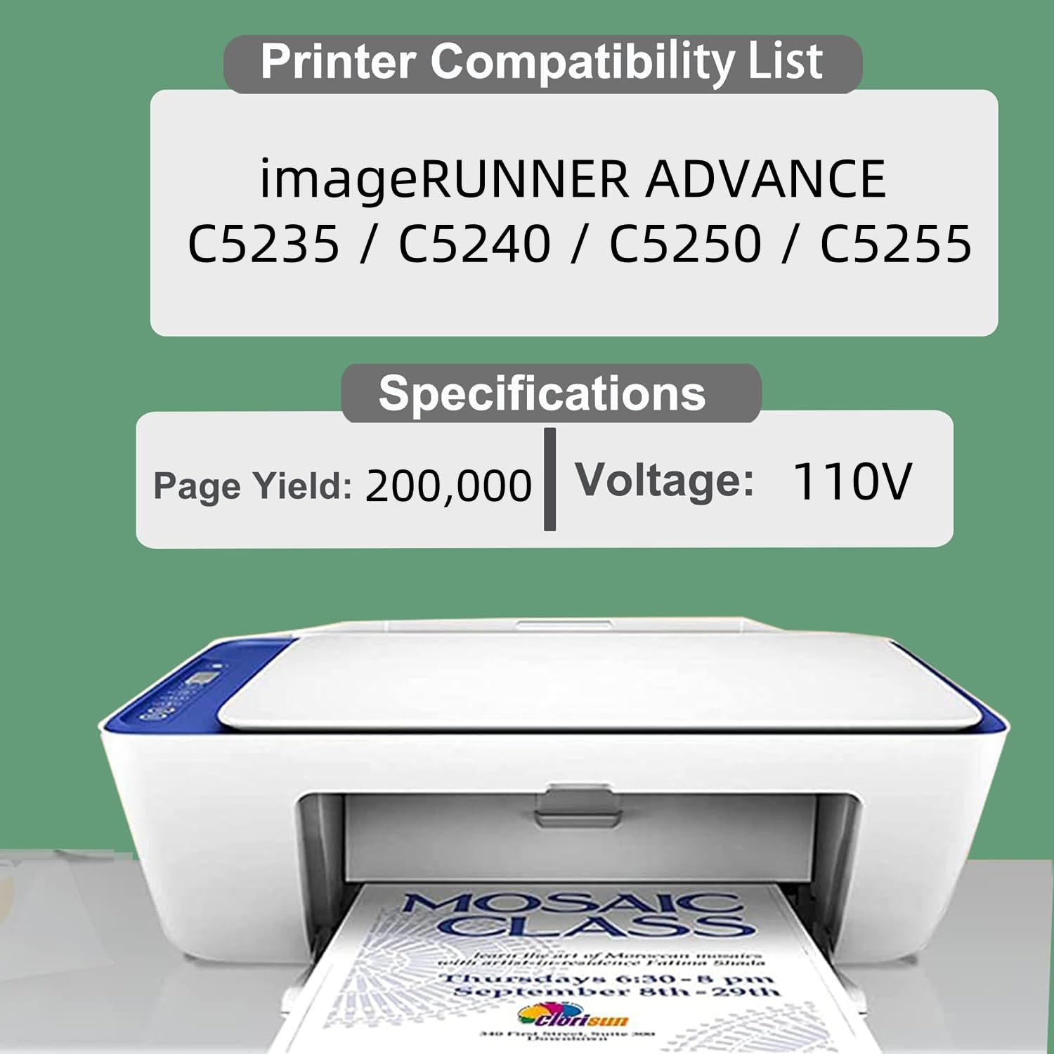 JUNTINE FM1-D741-020 FM1-D741-000 Fuser Unit Replacement for Canon FM1-D741-000 FM1-D741-020 Fuser Unit Compatible with Canon imageRUNNER Advance C5235 C5240 C5250 C5255 Printers(110V- 200K)