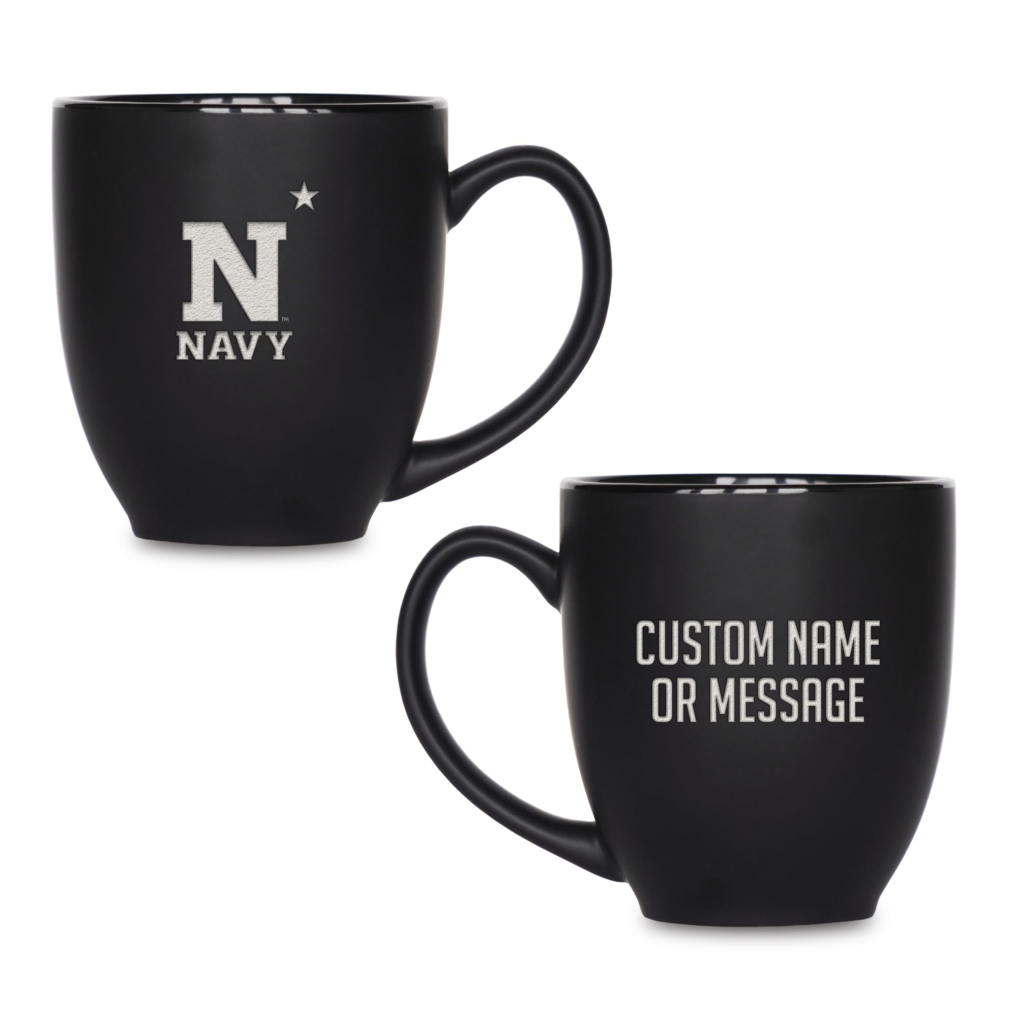 Rico Industries NCAA Primary 15-Oz Personalized Matte Black Bistro Mug - for Hot or Cold Drinks