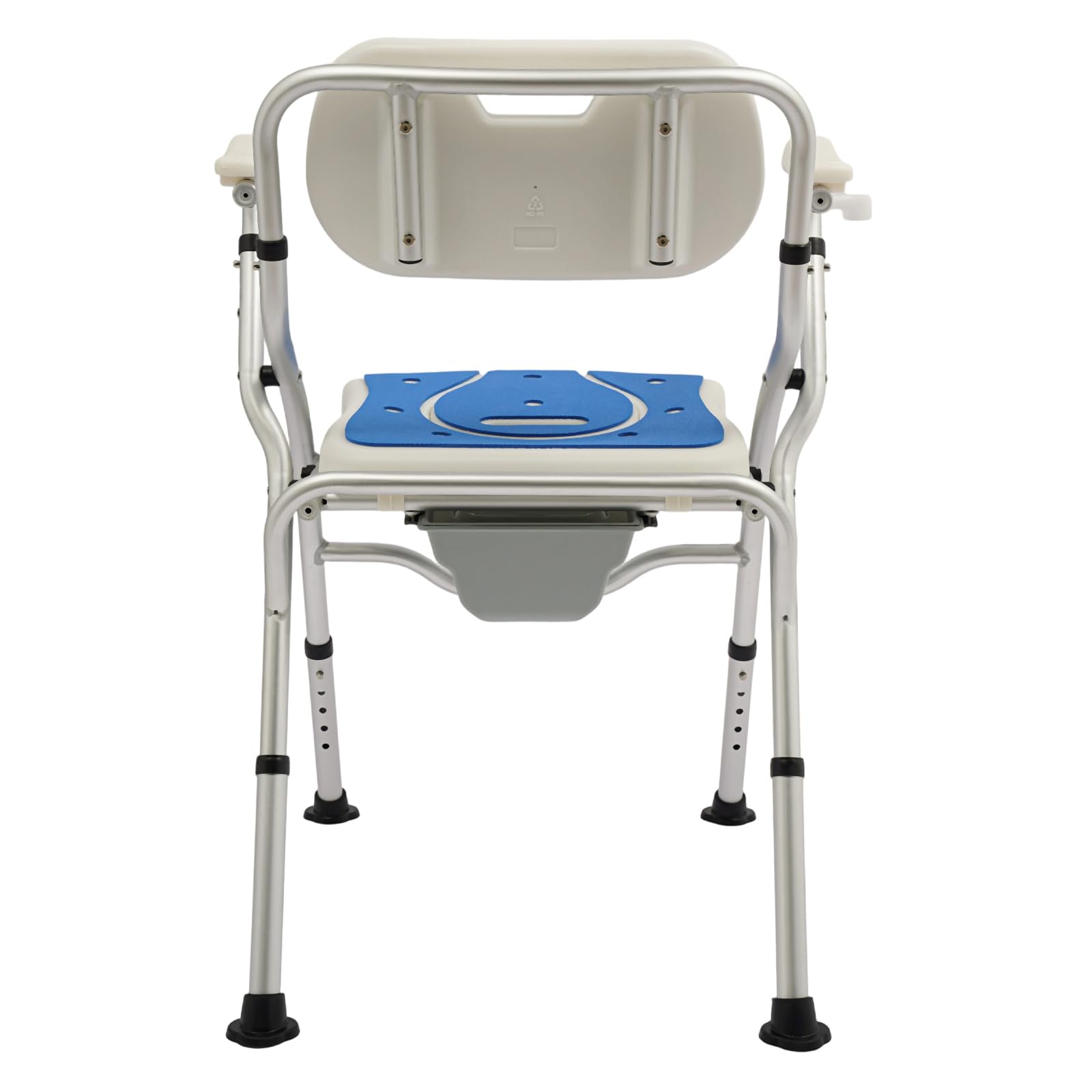 Sedia da doccia pieghevole per anziani, sedia da bagno regolabile in altezza, portata 150 kg, con braccioli e schienale, colore: blu