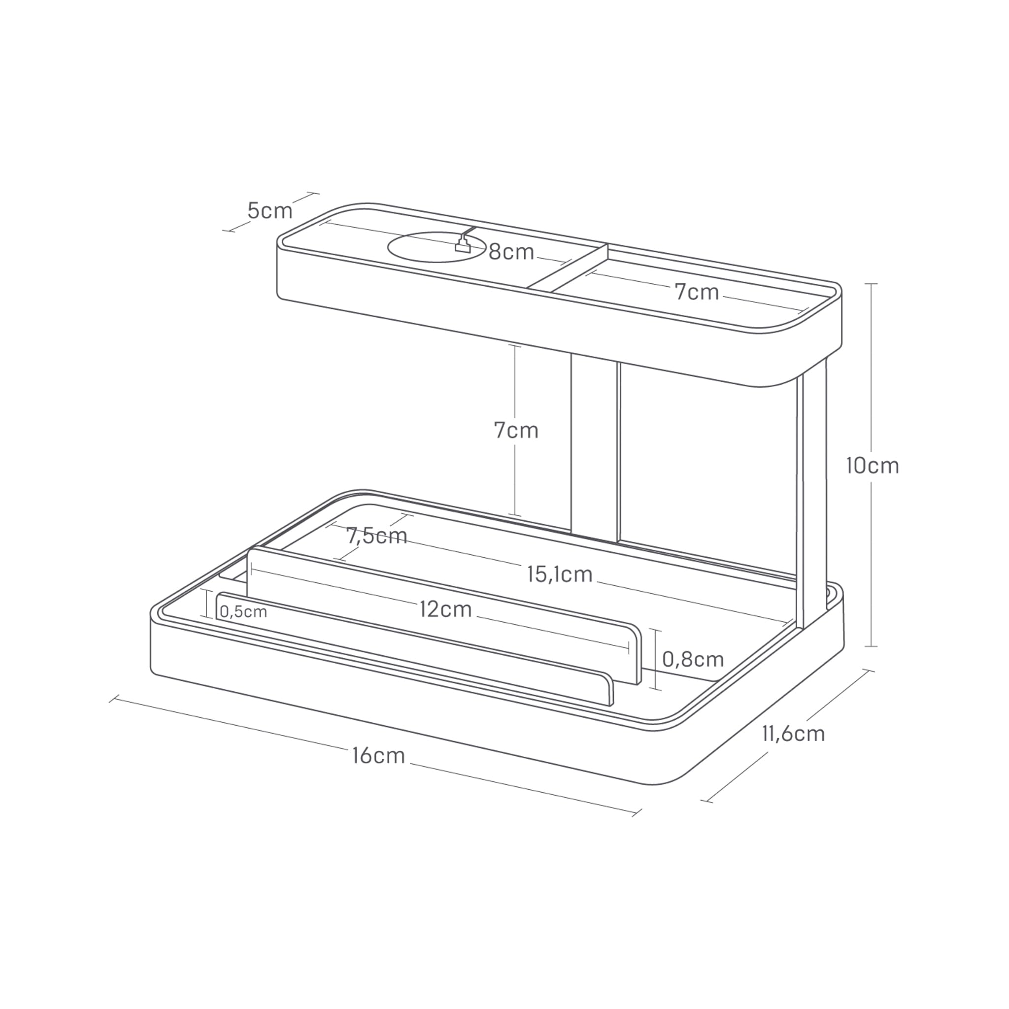 YAMAZAKI 1871 TOWER Smartphone & Device Charging Stand, white, Steel / ABS Resin / Silicone, 16 x 11.6 x 10 cm