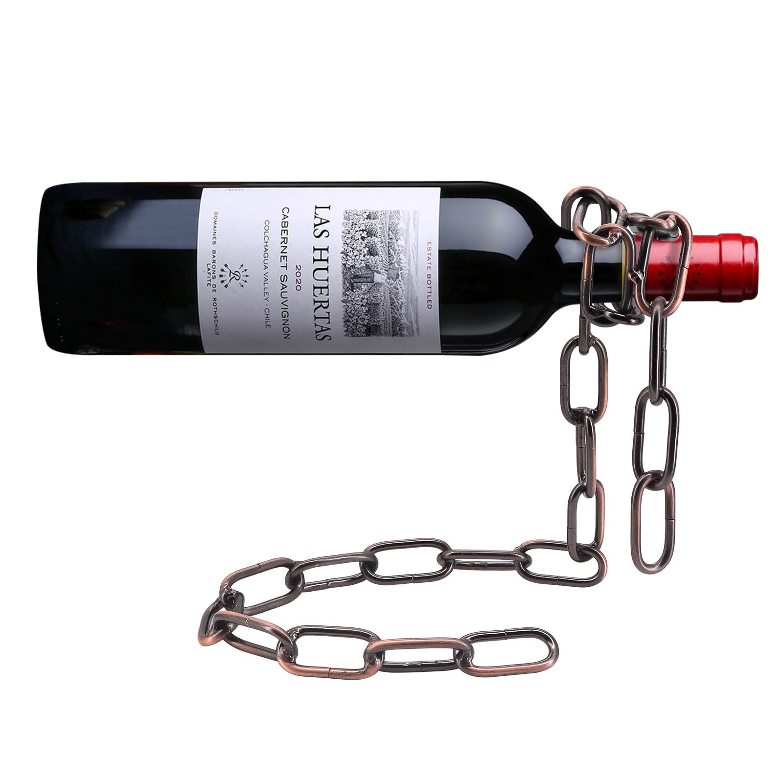 Gearific Floating Wine Bottle Holder, Creative Suspending Chain Rack, Wine Bottle Stand for Bar and Home Decoration (Bronze)