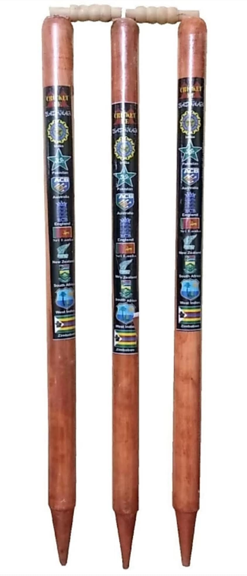 JaHaNa Sports Cricket Wooden Stump Pack of 3 Rolla Craft Black