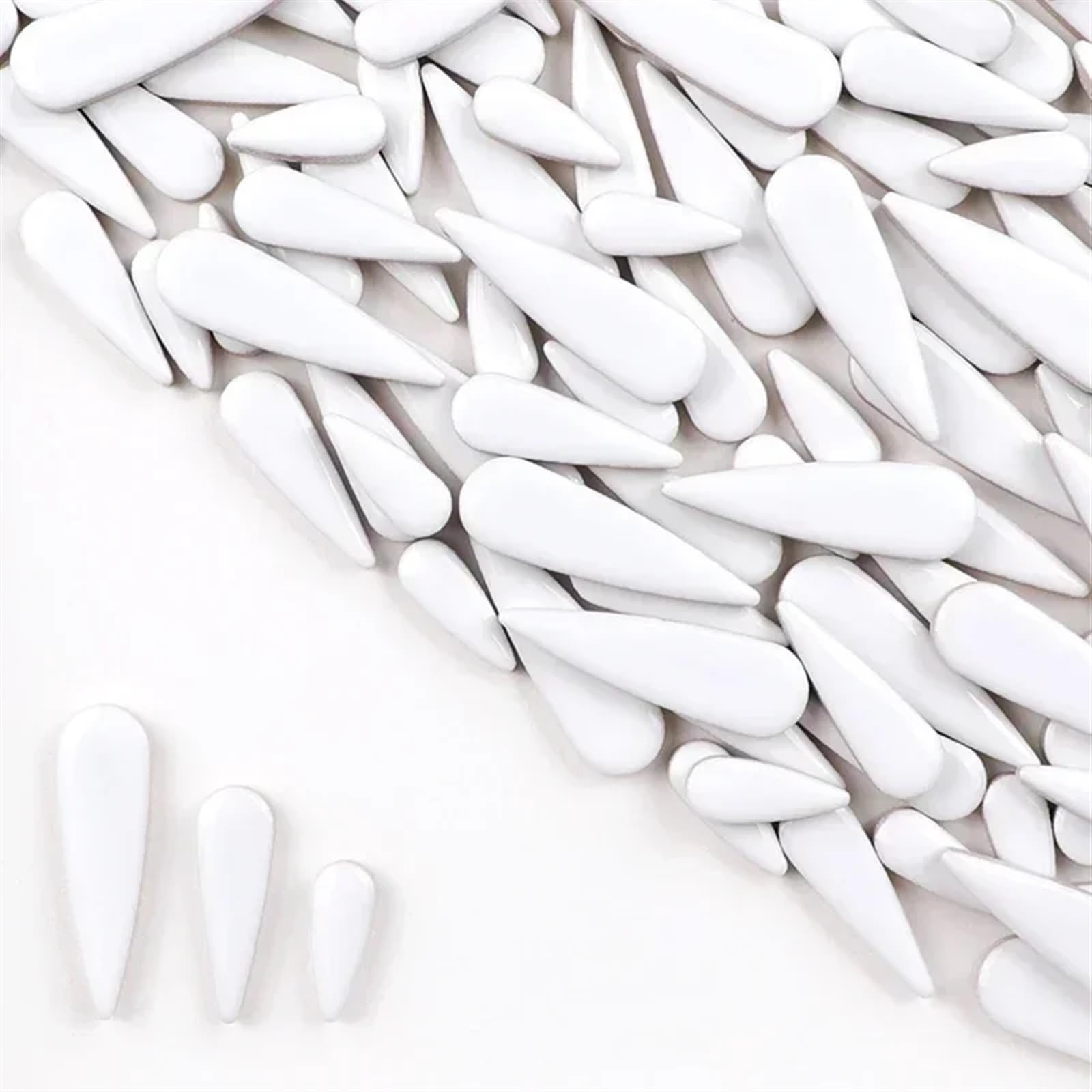 Mtadsbkfp White Mixed Colour Stained Glass Mosaic Tiles, Ceramic Porcelain Mosaic Tiles Raindrops Shape Multicolor 100G 3.5Oz Diy(White)