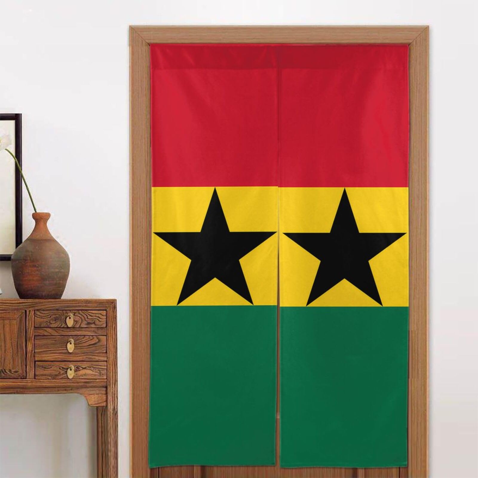 chenfandi Flag of Ghana Door curtain, blackout, suitable for bedrooms, bathrooms, windows, etc., 86 x 143 cm.
