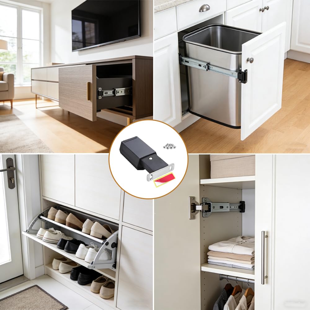 Paquete De 8 Accesorios Gabinete Resistentes Para Abrir Y Cerrar Con Destornillador, Cierre Magnético Cerradura Puerta Oculta, Imán Liberación Empuje, Cajón