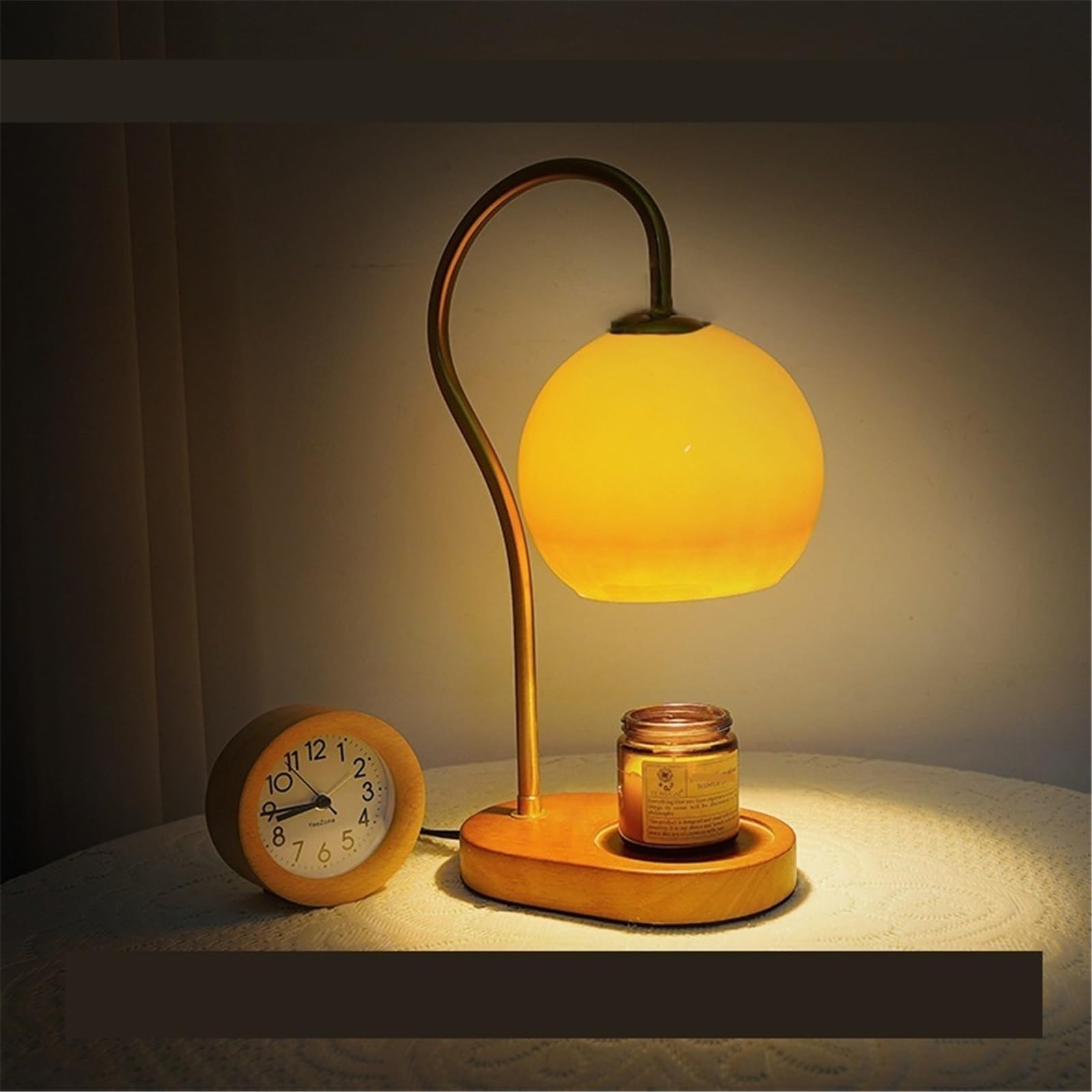 Lampada da comodino Lampada da tavolo rotonda for interni della camera letto, con sfumatura di colore retrò, comodino Lampade per la camera da letto