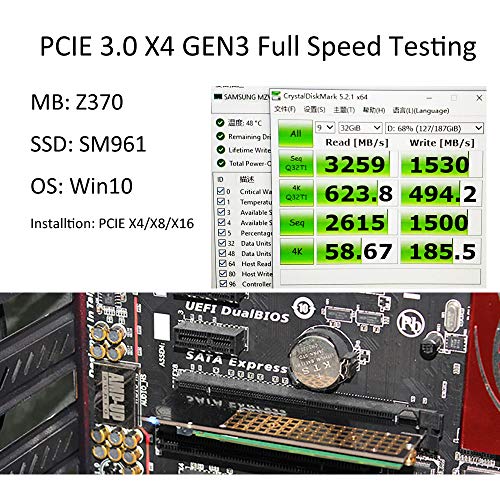 glotrends M.2 PCIe NVMe or PCIE AHCI SSD to PCIE 3.0 x4 Adapter Card for Key M 2230-2280 Size M.2 SSD (PA05)