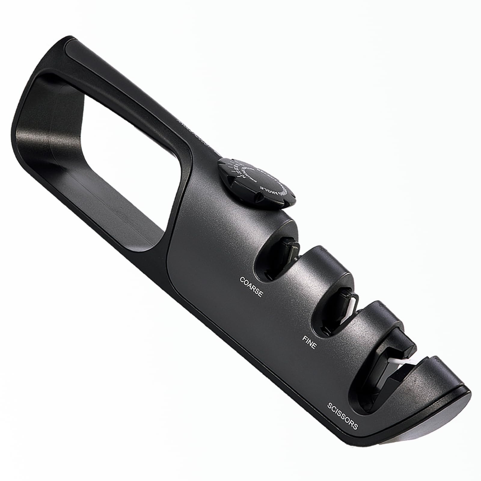 Knife and Scissor Sharpener, with 6 Adjustable Angle, Coarse & Fine & Scissor Sharpener Tool, for Kitchen Knives, Pocket knife, Bread knife, Black