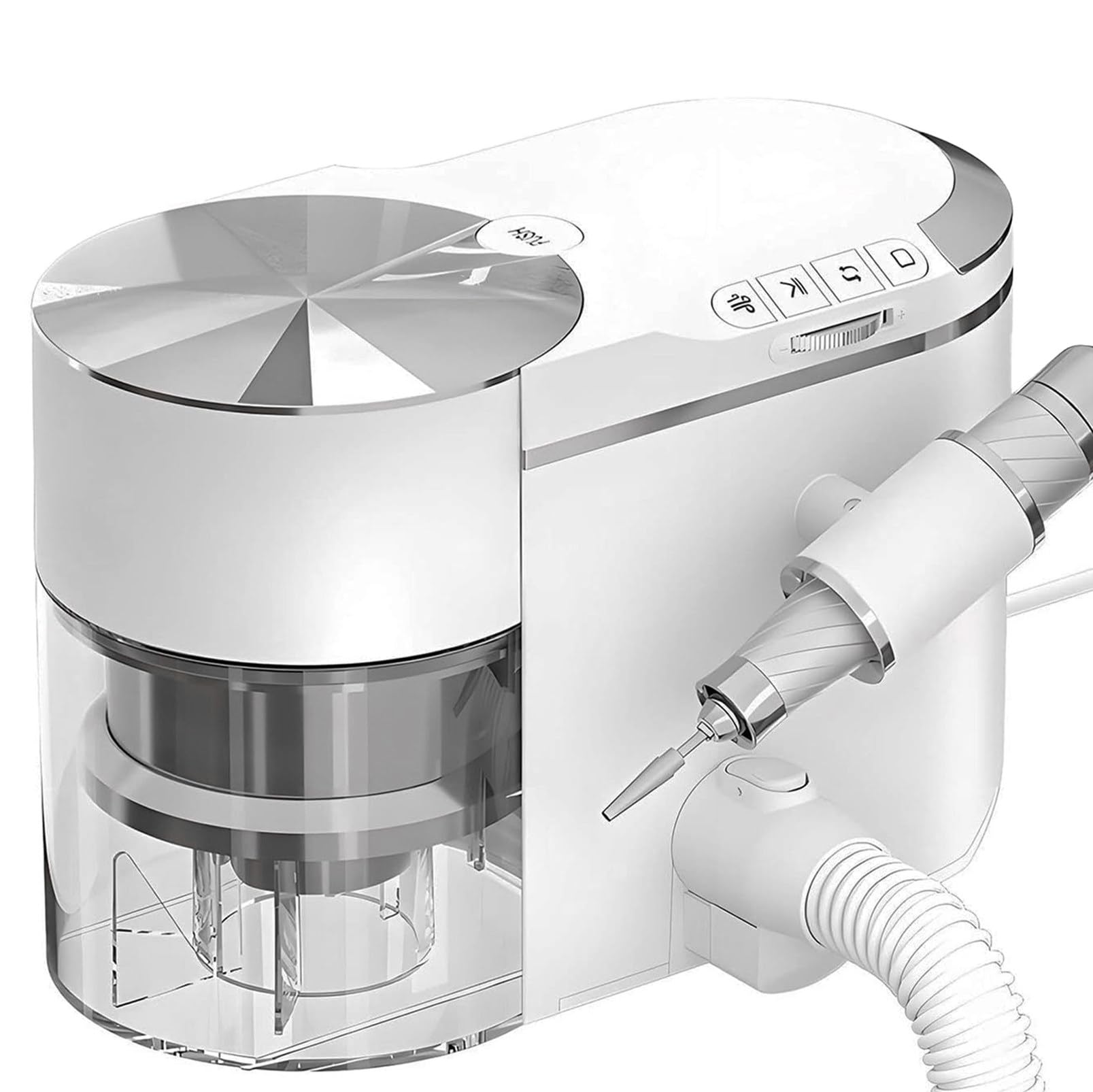 Professional Electric Nail Drill E-File Machine - 30,000 RPM Nail Drill with Dust Collector, ≤58dB Low Noise & LED Speed ​​Display for Salon & Home, Removable Collection Box, Easy to Clean White