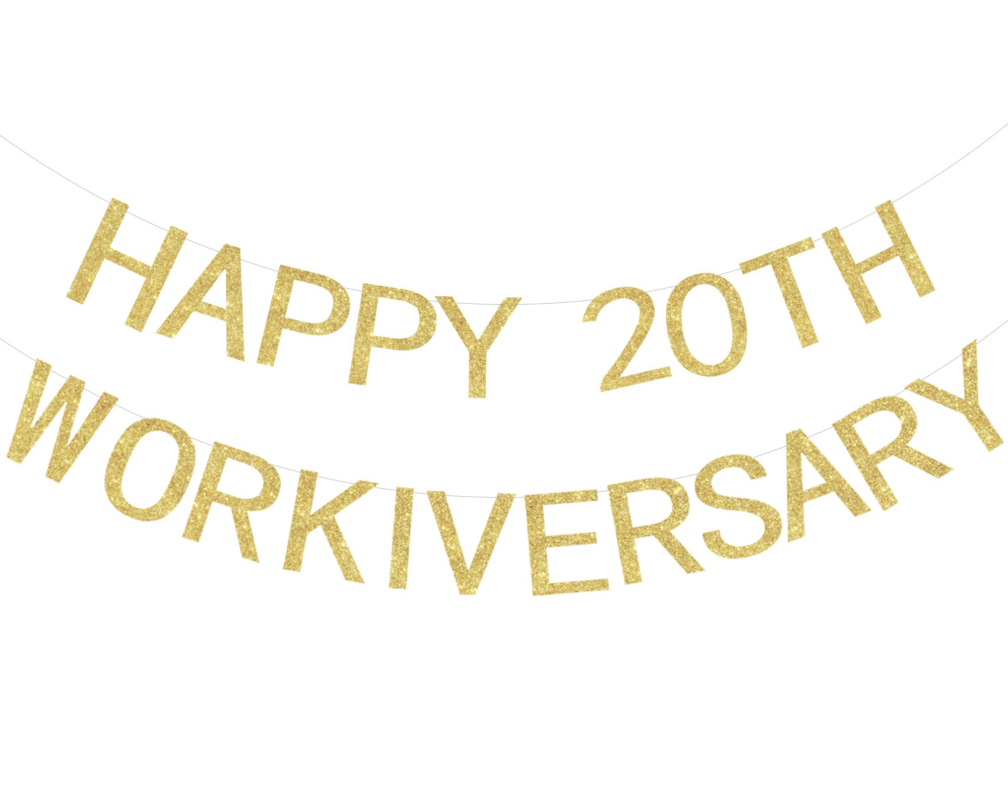 Wonmelody 20th Work Anniversary Decoration Gold Happy 20th Workiversary Banner Happy Workiversary Decors Work Party Office Party Decors Cheers To 20 Years Party Supplies for Coworker Employee