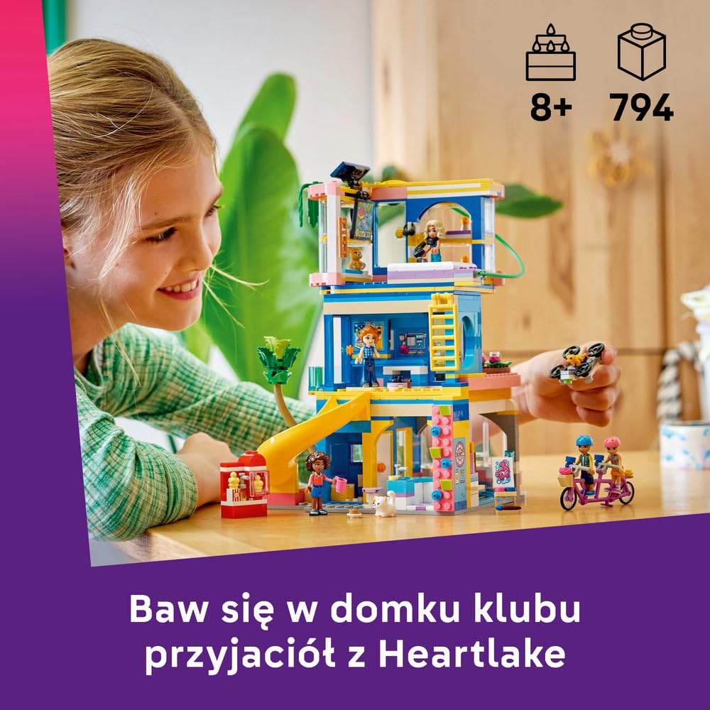 LEGO Friends Domek klubu przyjaciół z Heartlake 42689 | Miejsce spotkań, zestaw z minilaleczkami, prezent dla dziewczynki i chłopca 8+, 794 elementy