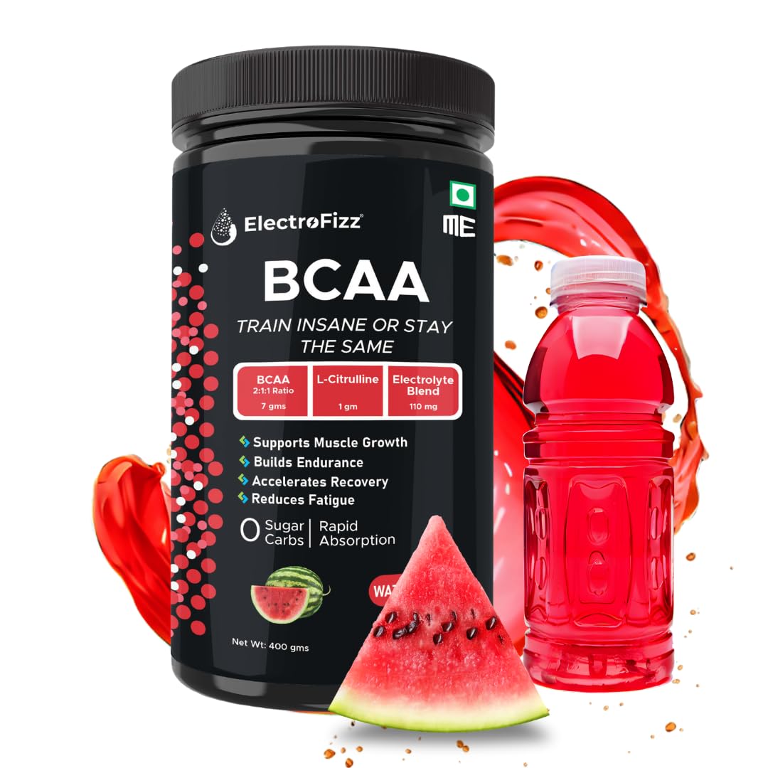 BCAA 7Gms (2:1:1 formula) with Citrulline & Electrolyte Blend for Muscle Recovery & Endurance - Pre/Post Workout & Intra Workout - 400 gms (Watermelon)