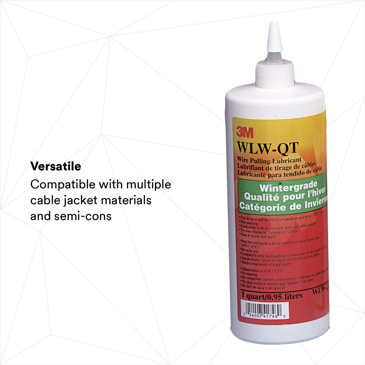 3M Wire Pulling Lubricant Wintergrade WLW-QT, One Quart, excellent lubricant for pulling a wide variety of cables types