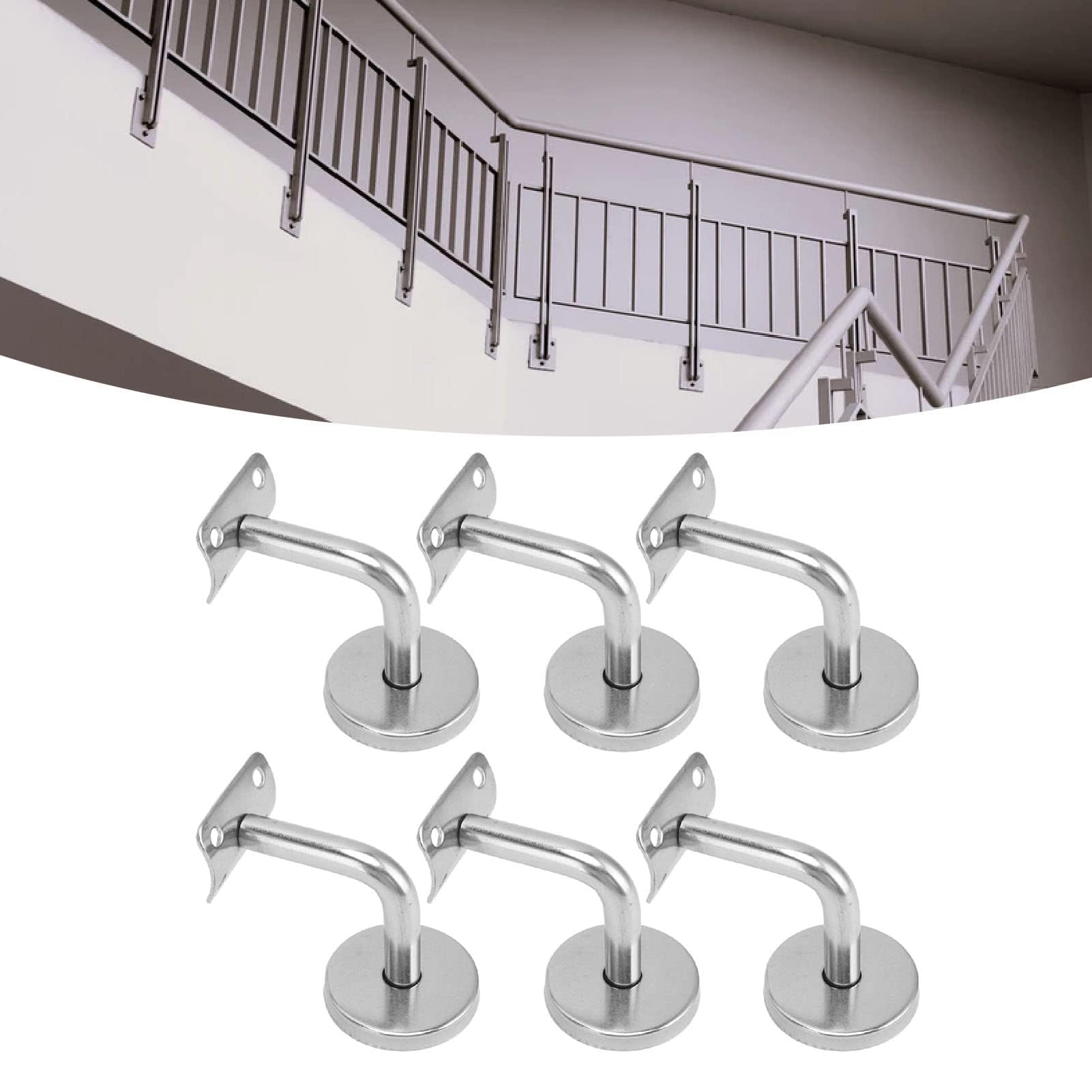 6 Piezas Soportes De Barandilla De Mano Para Escaleras, Soportes Barandilla Acero Inoxidable Montados En La Pared Soporte Barandilla Escalera Soporte Barandilla Doméstica Para Escalera, Escalera
