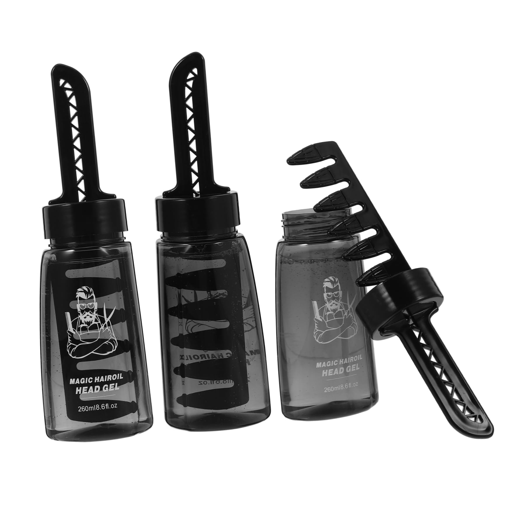 VALICLUD 3 Stück Leere Haargel Flasche mit Kamm Haargel für Herren Styling für Friseure und Zuhause aus Hochwertigem Leicht zu Handhaben